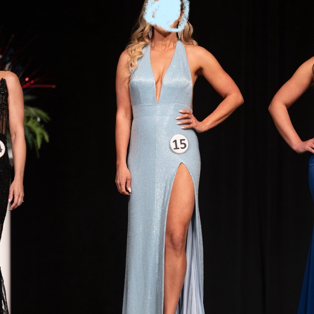 Elegant Light Blue Gown with Slit